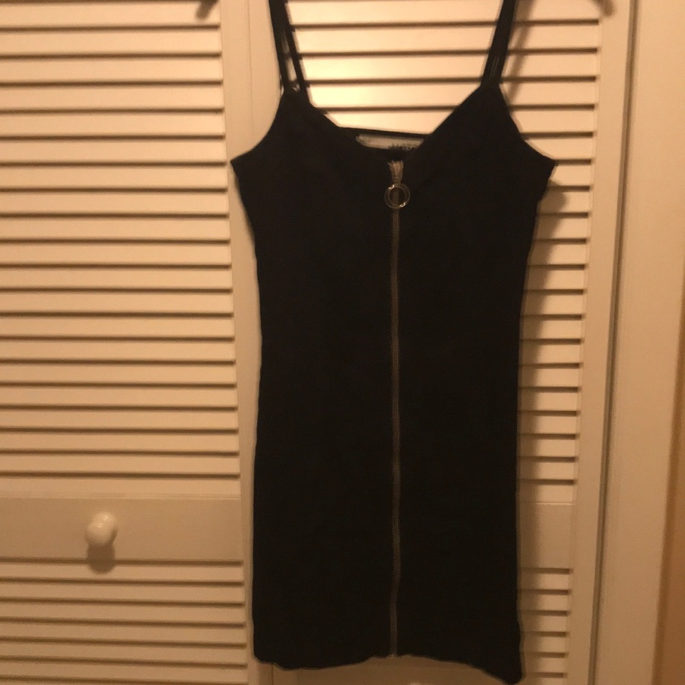Black Denim Slim Fit ZIP Up MOTO dress